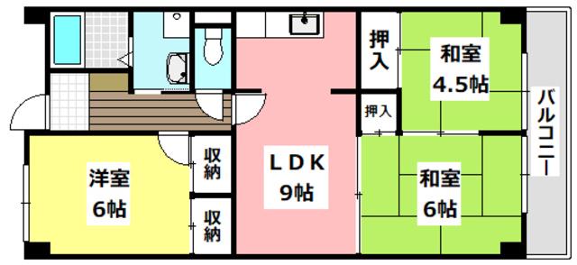吉田マンション東雲パートII(3LDK/2階)の間取り写真