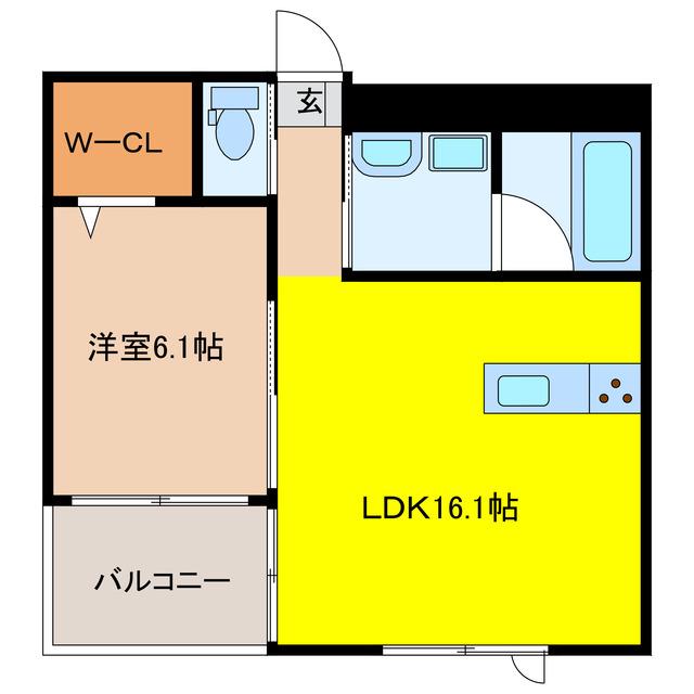 クルムズI(1LDK/2階)の間取り写真