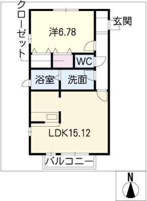 フェリシーオ入場(1LDK/2階)の間取り写真