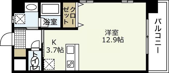 ミロワール舟入(ワンルーム/4階)の間取り写真