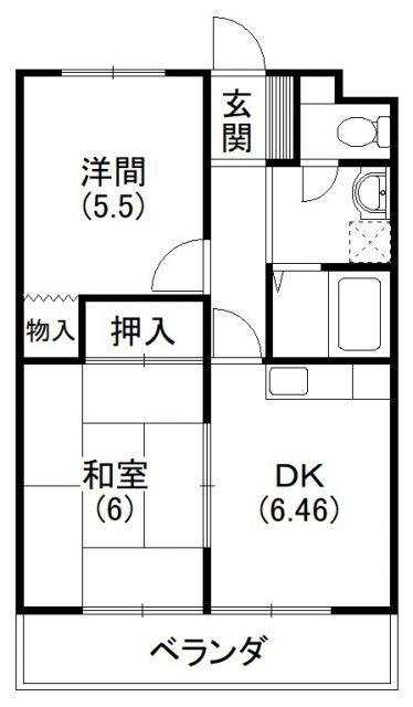 マンション歩(2DK/3階)の間取り写真
