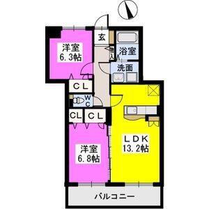 フローリッシュⅢ(2LDK/1階)の間取り写真