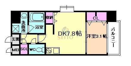スプランディット十三本町(1DK/6階)の間取り写真