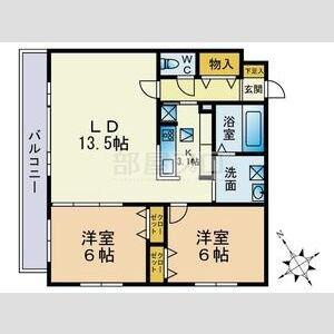 プレシェルト山の手通(2LDK/4階)の間取り写真