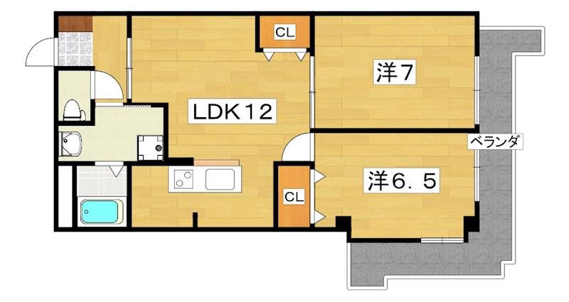 ベルク御殿山(2LDK/2階)の間取り写真