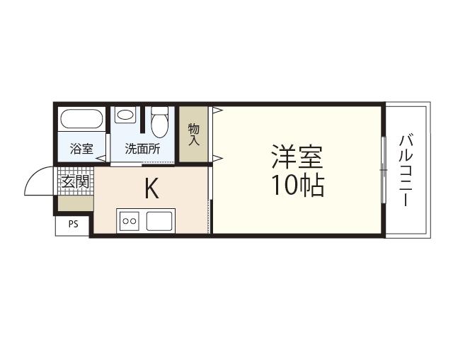 JRBハイツ虹ヶ浜(1K/3階)の間取り写真