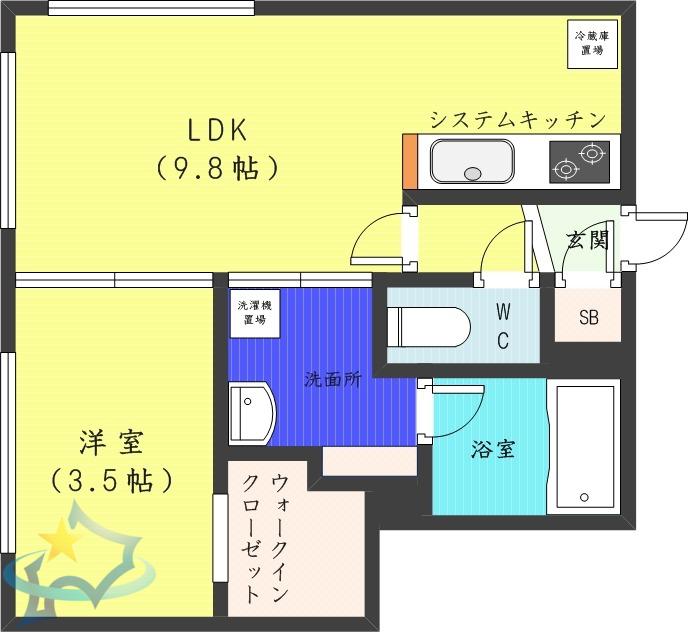 ANGELOT NISHINO 1-2(1LDK/2階)の間取り写真