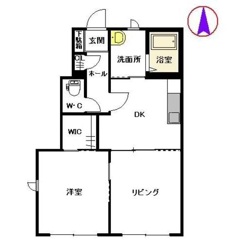 コンフォート(2DK/1階)の間取り写真
