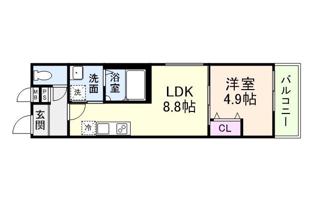 フジパレス杉本町サウス(1DK/2階)の間取り写真