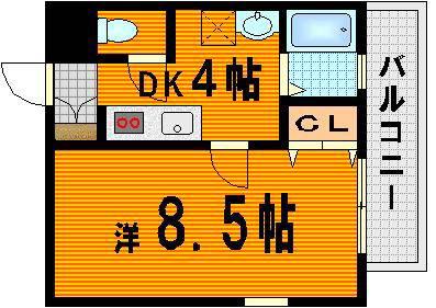 メルポート宇品神田(1K/6階)の間取り写真