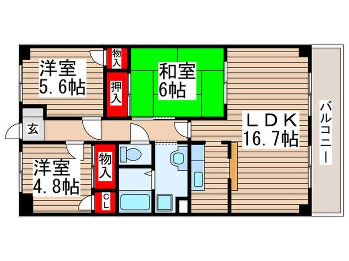アネックス・S(3LDK/4階)の間取り写真