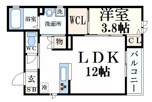 ラペール(1LDK/2階)の間取り写真