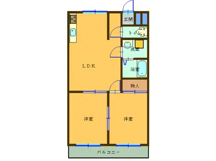ハイツブライトネス(2DK/2階)の間取り写真