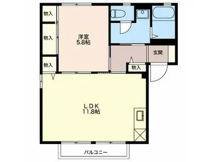 レイクステーシア A(1LDK/1階)の間取り写真