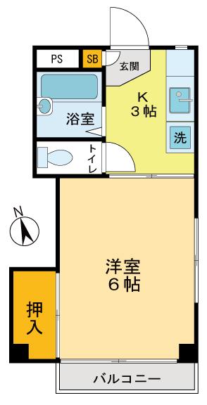 コーポ高橋(1K/2階)の間取り写真