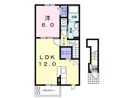 グランソレイユRM I(1LDK/2階)の間取り写真