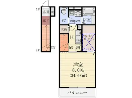 J-ROOM津田沼(1K/2階)の間取り写真