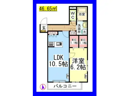 AF キアヌ(1LDK/2階)の間取り写真