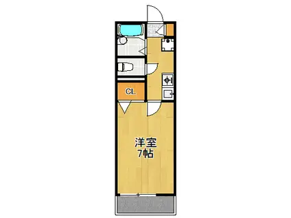 プライムメゾン(1K/1階)の間取り写真