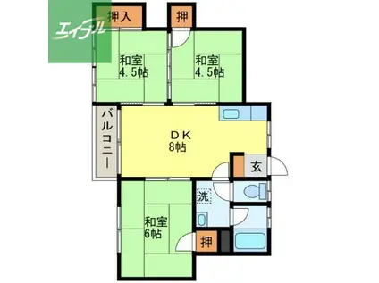 ガーデンハイツ風頭(3DK/2階)の間取り写真