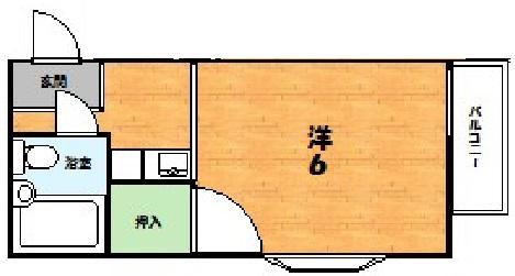プチシャトー星ヶ丘Ⅱ(ワンルーム/2階)の間取り写真