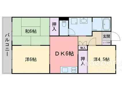 西部ビル(3DK/10階)の間取り写真