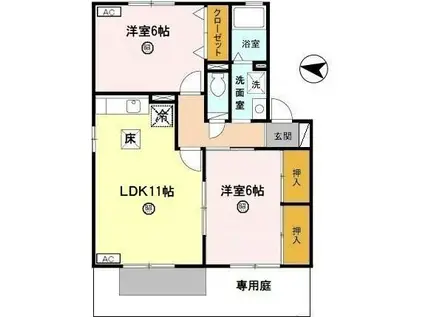 コーポはおりや A棟(2LDK/2階)の間取り写真