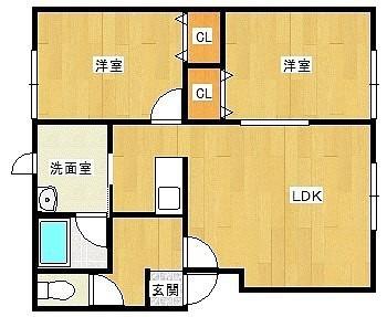 グリーンブーケ(2LDK/2階)の間取り写真