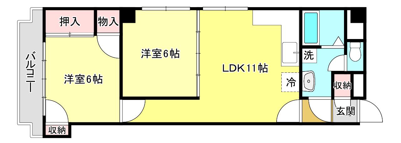 トパ-ズビル(2LDK/3階)の間取り写真
