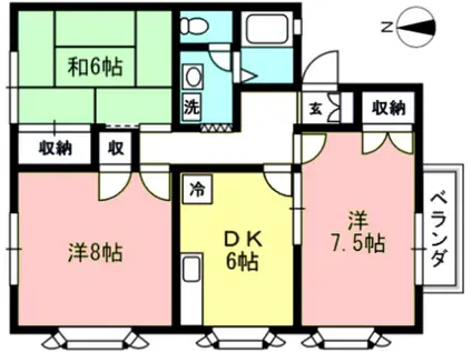 リブレーヌ・ドゥ(3DK/2階)の間取り写真