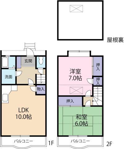 スイングハイツ天羽(2LDK/1階)の間取り写真