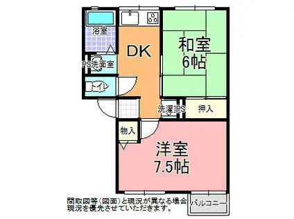 シティハイム・ブルーメ(2DK/1階)の間取り写真