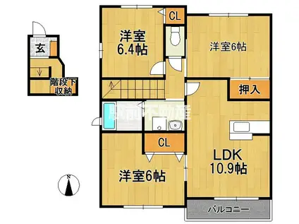 リジェール8号館(3LDK/2階)の間取り写真