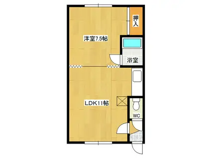 コーポK(1DK/2階)の間取り写真