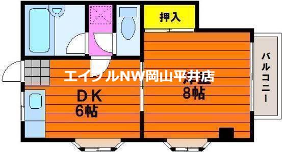 グリンベルI(1DK/3階)の間取り写真