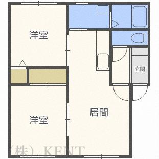 コーポクリーク山の手(2LDK/2階)の間取り写真