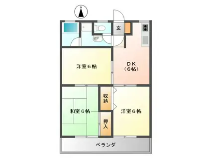 メゾンアワヤ(3DK/2階)の間取り写真