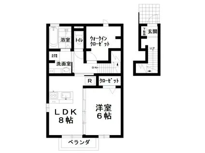 ウィンディア26B(1SLDK/2階)の間取り写真