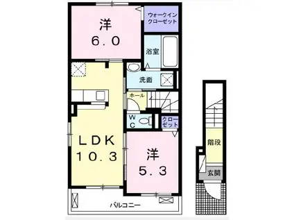 グラース・メゾン(2LDK/2階)の間取り写真