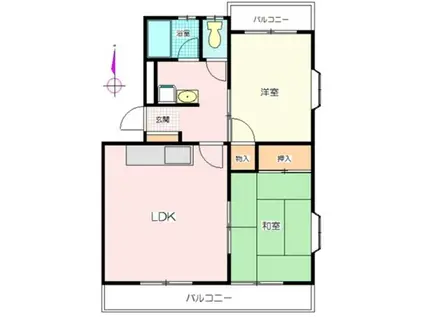 ファミリー・ピア小松原(2LDK/2階)の間取り写真