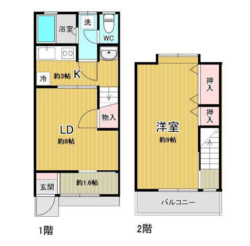 VILLA早津崎(2K/1階)の間取り写真
