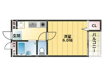 ホワイトヴィラ杉本(1K/2階)の間取り写真