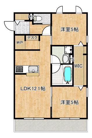 LAULEA Bラウレアビー(2LDK/1階)の間取り写真