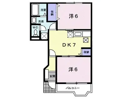 ポワクールII(2DK/1階)の間取り写真