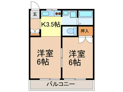 睦ハイツ(2K/2階)の間取り写真