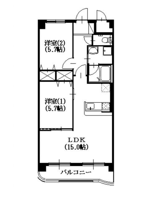 セントフィールド(2LDK/1階)の間取り写真