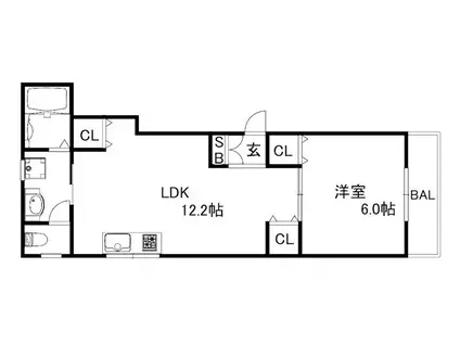 五位ノ池町3丁目アパート(1LDK/1階)の間取り写真