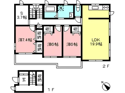 ドミールC(3SLDK/2階)の間取り写真
