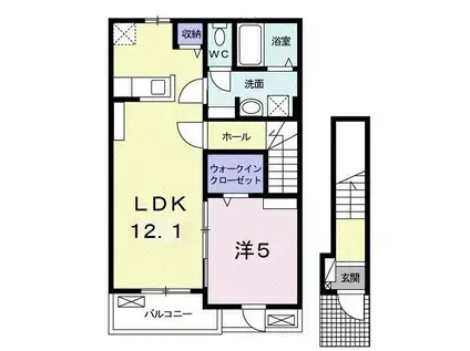 リバーヒルズA(1LDK/2階)の間取り写真