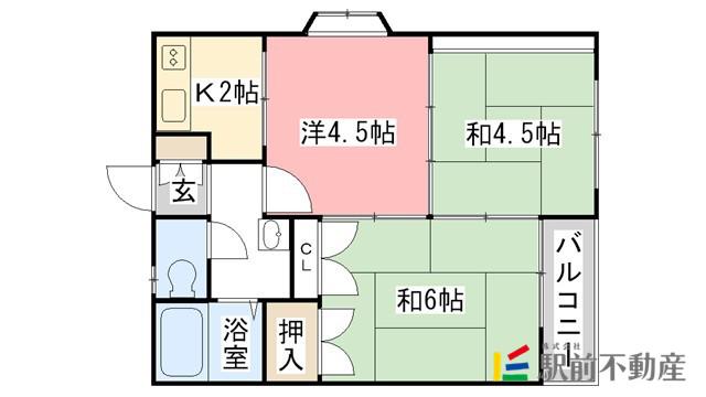 K・FLATIII(3K/1階)の間取り写真